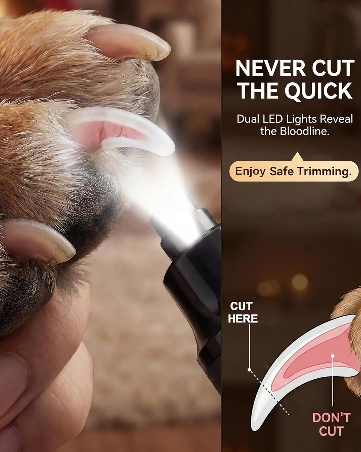 Torque-X Pet Nail Grinder — 7-Speed, Dual LED, Whisper-Quiet